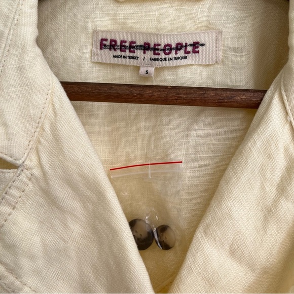 Free People Crossover Back Bennie Linen Double Breasted Blazer Butter Yellow - Picture 9 of 11